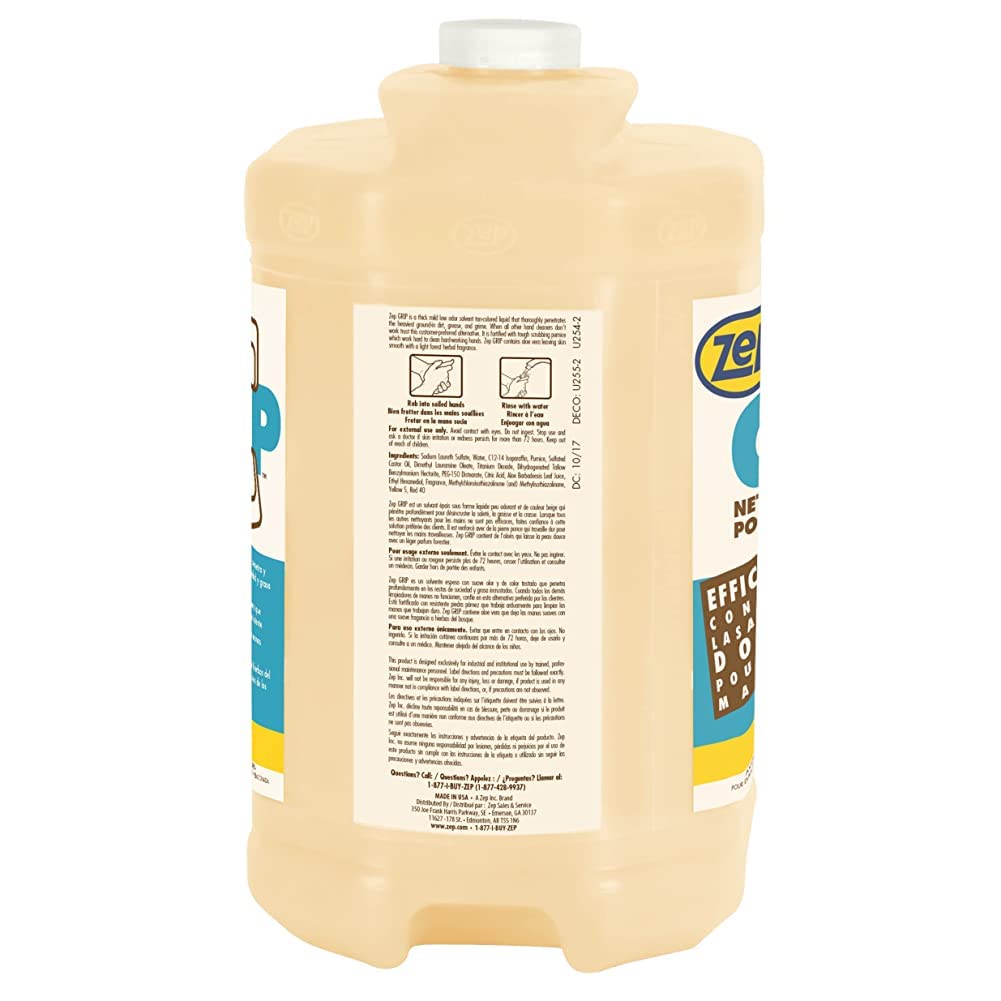 Zep Grip Industrial Pumice Hand Cleaner - 1 Gallon, (Case of 4) 308524 - Heavy Duty Degreaser. Contains Aloe Vera For Soft Smooth Finish