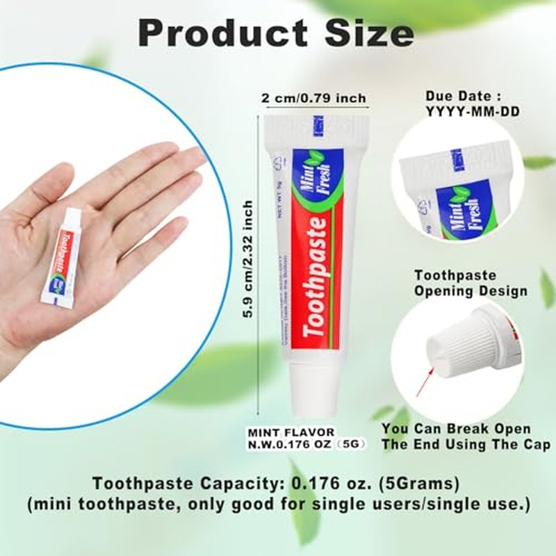 HAIFOTRVA 30 Tubes Bulk Travel Size Toothpaste,0.176 oz Extra Small Toothpaste Travel Size Bulk Mint Mini Disposable Toothpaste for Hotel,Guests,Homeless,Charity(Too Small, Only Good for Single Use)