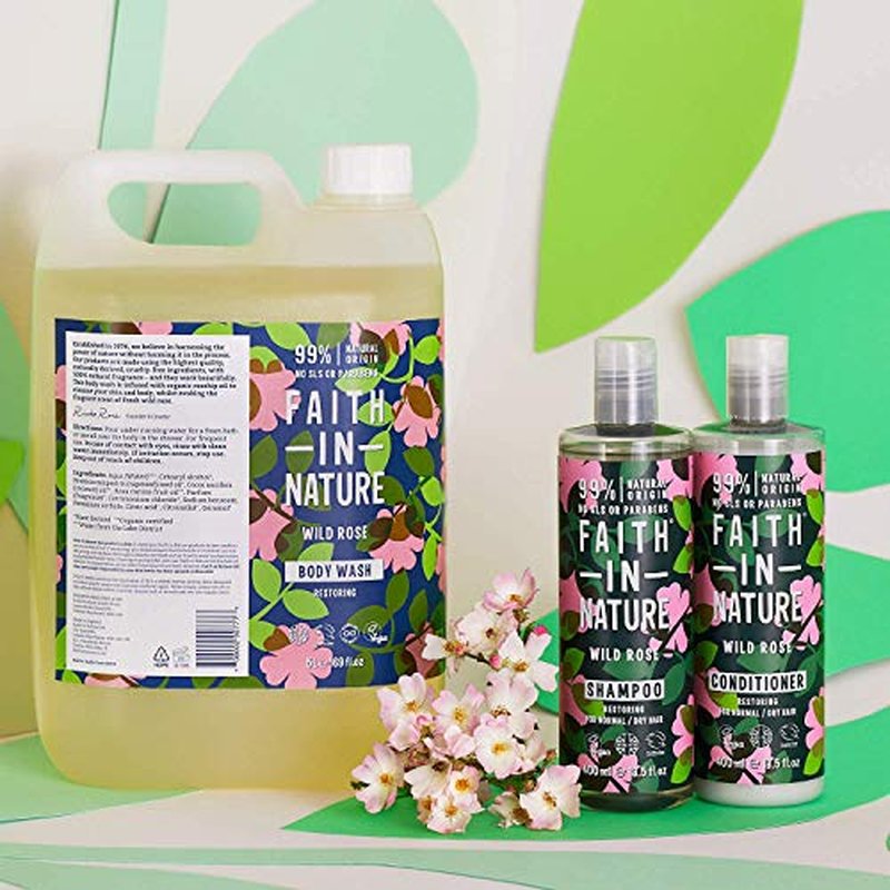 Faith in Nature Natural Wild Rose & Chamomile Hair Mask, Restoring, Vegan & Cruelty Free, Parabens and SLS Free, For Normal to Dry Hair, 300ml
