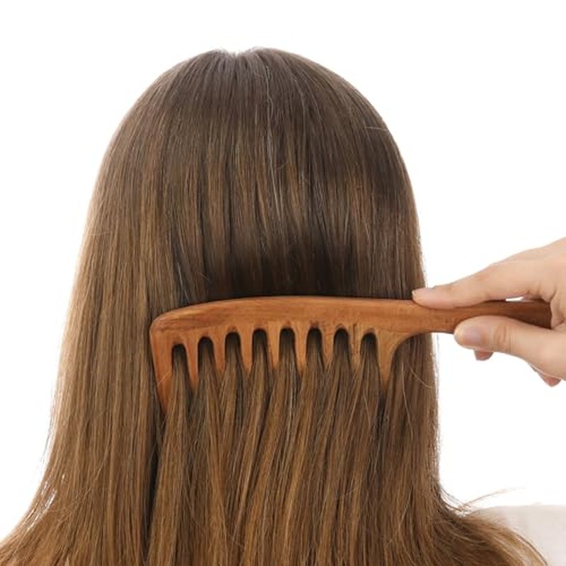 Wide Tooth Wooden Comb | Cepillo Ancho de Madera para Cabello | Natural Hairbrush | Vintage Style Hairbrush | Wood Comb for Gentle Styling | Anti-Static Hair Comb (Extra Wide Tooth)