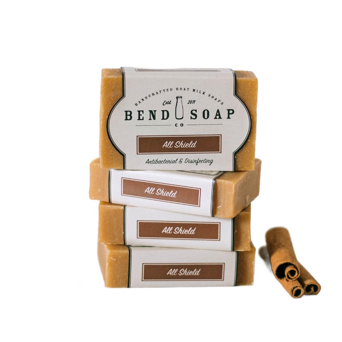 Bend Soap Company All Shield Goat Milk Soap 4 Pack, Handmade Natural Bar Soap for Body, Hands & Shower, Made with Essential Oils, 4.5 oz Bars, 18 oz Total