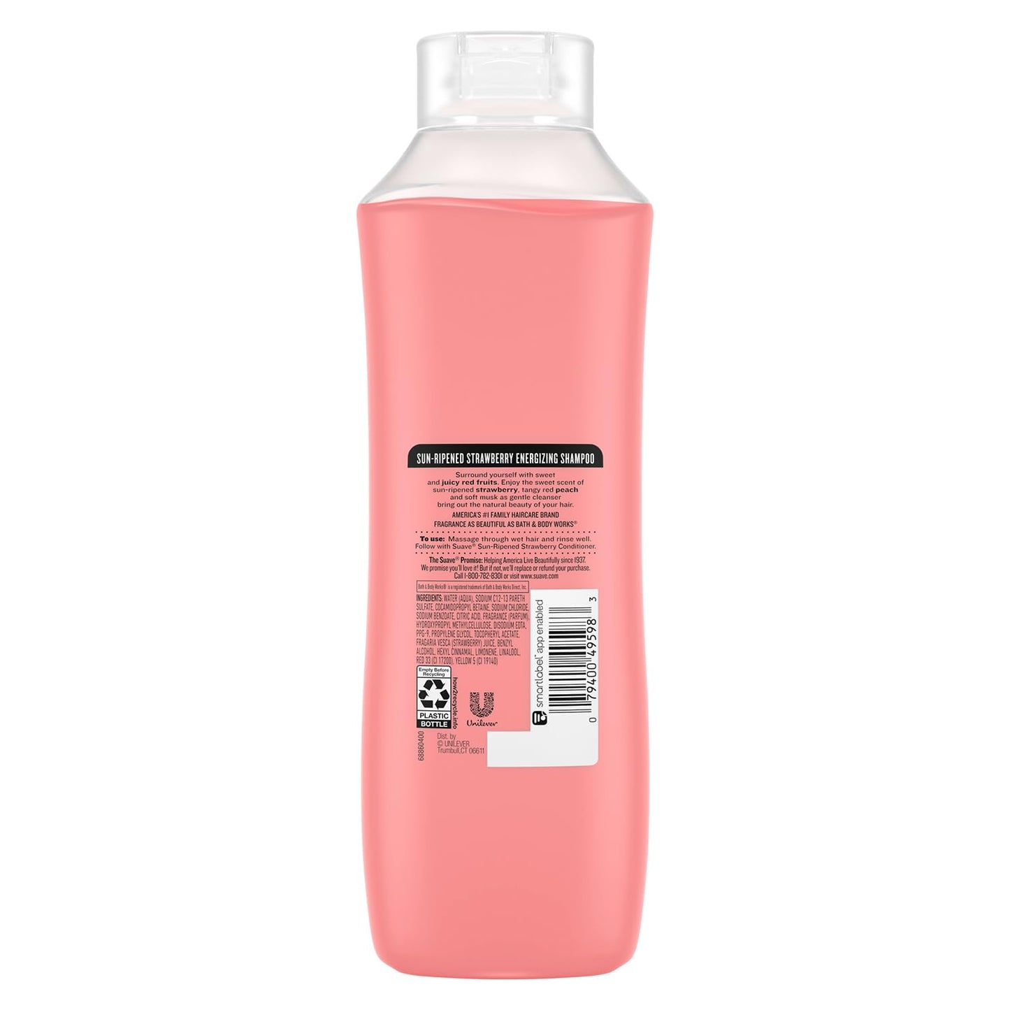 Suave Shampoo, Sun-Ripened Strawberry Family-Size – Energizing Shampoo with Strawberry Extract & Vitamin E, 22.5 Oz