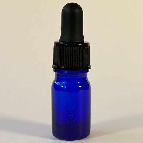 PIPIBA 24Pack 1/6 oz (5ml) Round Drip Tip Glass Eye Droppers. Essential Oil Glass Bottle. For Lab Bottles (Blue)
