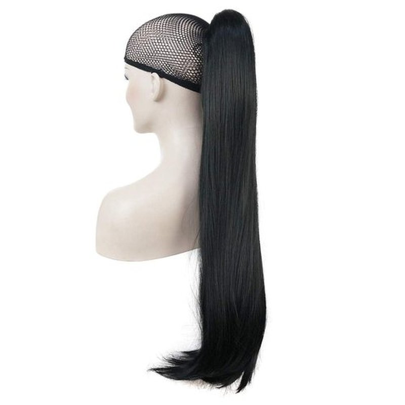 Lydell 24" Long Straight Styled Clip In Claw Ponytail Hairpiece Synthetic Hair Extension with a jaw/claw clip Black