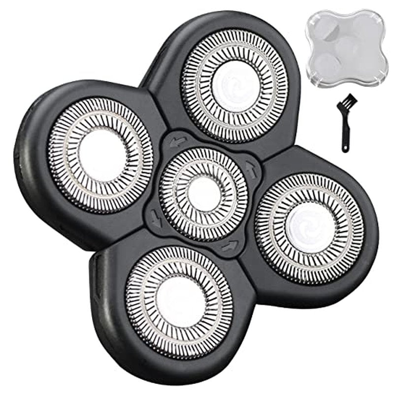 HONTEC 5 Blades Head Shaver Replacement Heads Electric Shaver Head Shaver Universal Replacement Blade Electric Razor Shaver Head (5D Black)