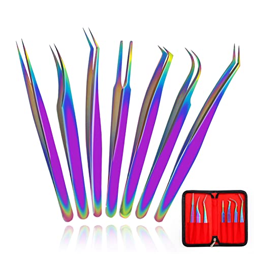 Fangze Tweezers and Fingernail Clippers Kit, 8 Pcs Professional Tweezer Nail Clipper Set Stainless Steel Manicure Tools with Case for Men Women