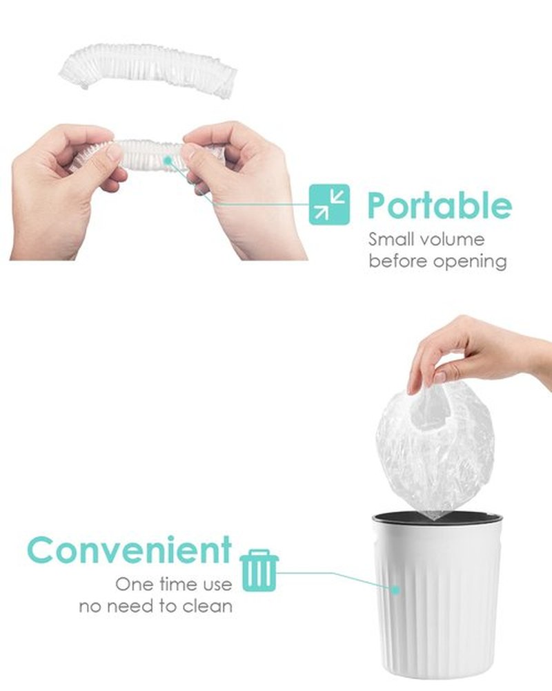Auban Disposable Shower Cap, 100 PCS Hair Cap Thickening Clear Plastic Waterproof Bath Caps for Hair Treatment, Spa Salon Hotel and Home Use, Portable Travel(17.3)