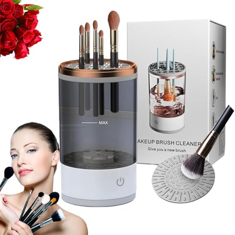 Beauty Swirl Cosmetic Brush Cleaner, The Cozy Luna Brush Cleaner, Efficient Electric Makeup Brush Cleaner Machine, Automatic Makeup Brush Cleaner, Deep Spinning Cleaning (1-Black-Charging)