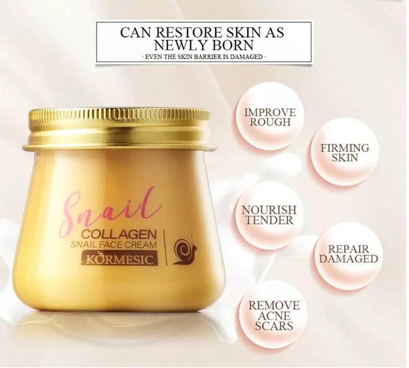 Snail Collagen Face Cream - Hydrating Anti-Wrinkle Moisturizer for Women | 2-Pack, Korean Formula, Improves Skin Firmness