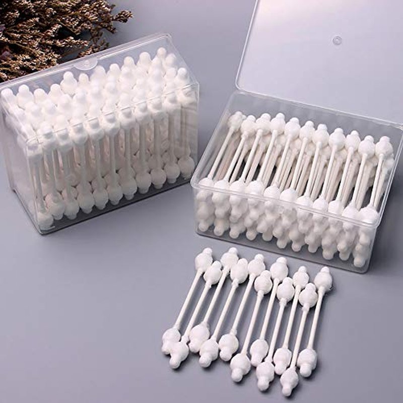 Baby Cotton Swabs, Organic Fragrance and Chlorine-Free Kids Safety Swabs, 100% Biodegradable Gentle Baby Qtips, Hypoallergenic Children Cotton Buds|4 Packs of 55 Swabs (220 Total)
