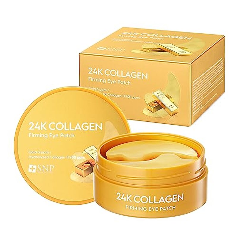 [K Beauty Snp] 24K Gold Firming Eye Patch | 11,900mg of Collagen with 24K Gold | Tightening and Hydrating for All Skin | Under Eye Patches for Dark Circles | Korean Skincare Eye Mask | 60 Patches