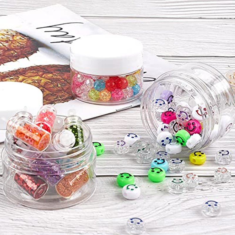 TUZAZO 1 OZ Plastic Jars Round Clear Cosmetic Container Jars with Lids and Labels, 24 Pack Small Plastic Jars for Lotion, Cream, Ointments, Makeup, Glitters, Samples, Travel Storage