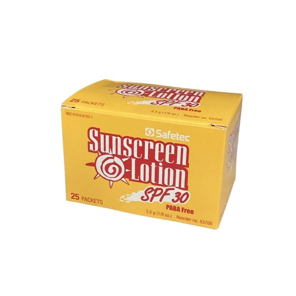 Sunscreen Lotion SPF 30 Plus for Highly Sensitive Skin 1 Box (25 packets/box) by Safetec - MS84250…