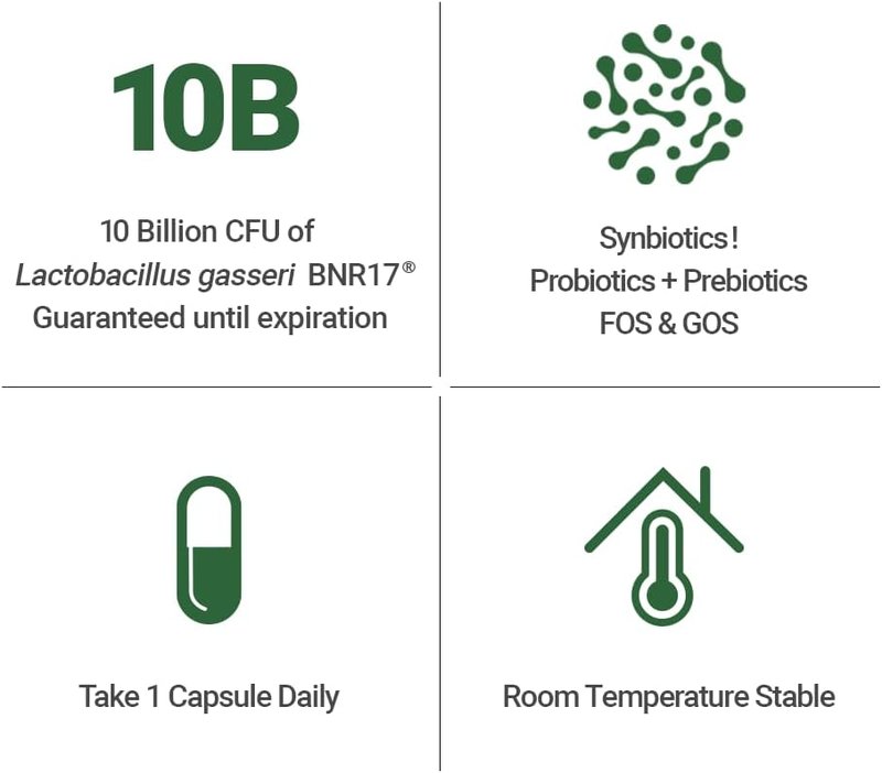 Lactobacillus Gasseri BNR17 Probiotic - 10 Billion CFU, 30 Capsules for Digestive Health