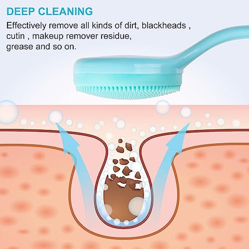 HINZIC 2 Pack Silicone Manual Facial Cleansing Brush, Skin Friendly Waterproof Face Cleaning Scrubber Exfoliator Cleanser for Blackheads Whiteheads Makeup Residues Removal- Blue