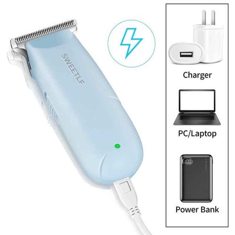SweetLF Hair Trimmer, Mini Hair Clippers with 3 Guide Combs, USB Rechargeable Portable Hair Clippers for Men Women Baby Pet, Blue (Blue)