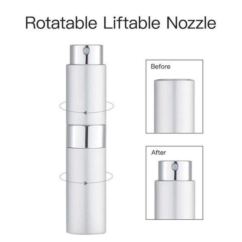 LISAPACK 8ML Atomizer Perfume Spray Bottle for Travel, Empty Refillable Cologne Dispenser, Portable Sprayer (Silver)