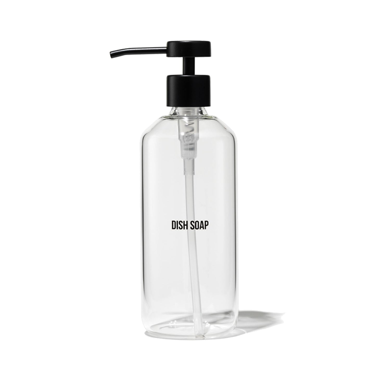 Public Goods Glass Dish Soap Dispenser Pump for Kitchen Sink | Liquid Dish Soap Refill Bottle | Made with Clear Borosilicate Glass and Black Stainless Steel | 16 Oz Dispenser