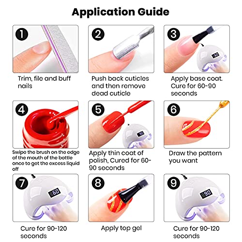 RARJSM Temperature Color Changing Painted Line Art Gel Nail Polish Set,12 Colors Mood Changing Gel Polish Pink Orange Red Blue Green Purple for Fall Winter Nail Art DIY Design Curing Required 8ml