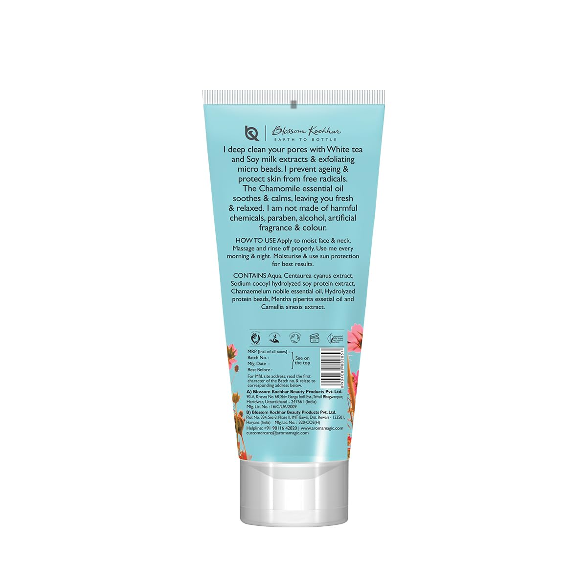 Aroma Magic White Tea & Chamomile Face Wash | Free Radical Damage Protection | Reduces Signs of Aging | Refreshing & Soothing | for All Skin Types | 3.38 Fl Oz/100ml