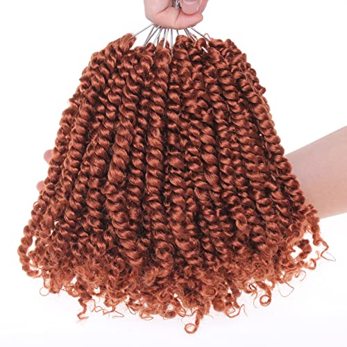 ZRQ Goddess Passion Twist Hair with Curly End 14 Inch Pre Twisted Passion Twist 8 Packs Ombre Red Pre Looped Short Boho Style Crochet Braids Hair Extensions for Women