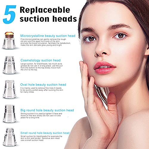 Blackhead Remover Pore Vacuum Cleaner - Upgraded Facial Pore Cleaner - Electric USB Pore Vacuum with 5 Probes - Upgraded Blackhead Suction Tool - Blackhead Remover Kit (Pink)