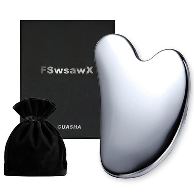 FSwsawX Terahertz Stone Gua sha Facial Tool，Natural Terahertz Gua sha Board