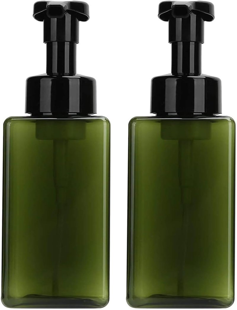 Foaming Soap Dispenser Set - Refillable 17 oz Pump Bottles for Bathroom & Kitchen | Green