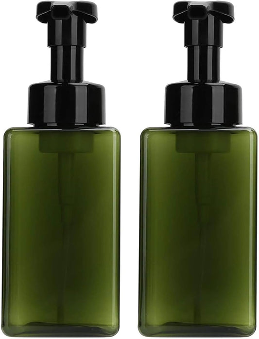 Foaming Soap Dispenser Set - Refillable 17 oz Pump Bottles for Bathroom & Kitchen | Green