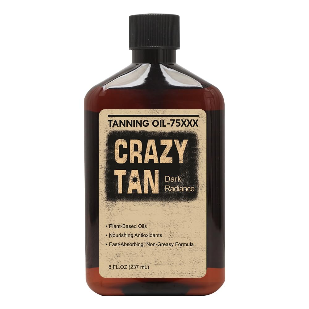 Crazytan Tanning Oil 75xxx 8oz Deep Dark radiance Natural Coconut Oil Vitamin E