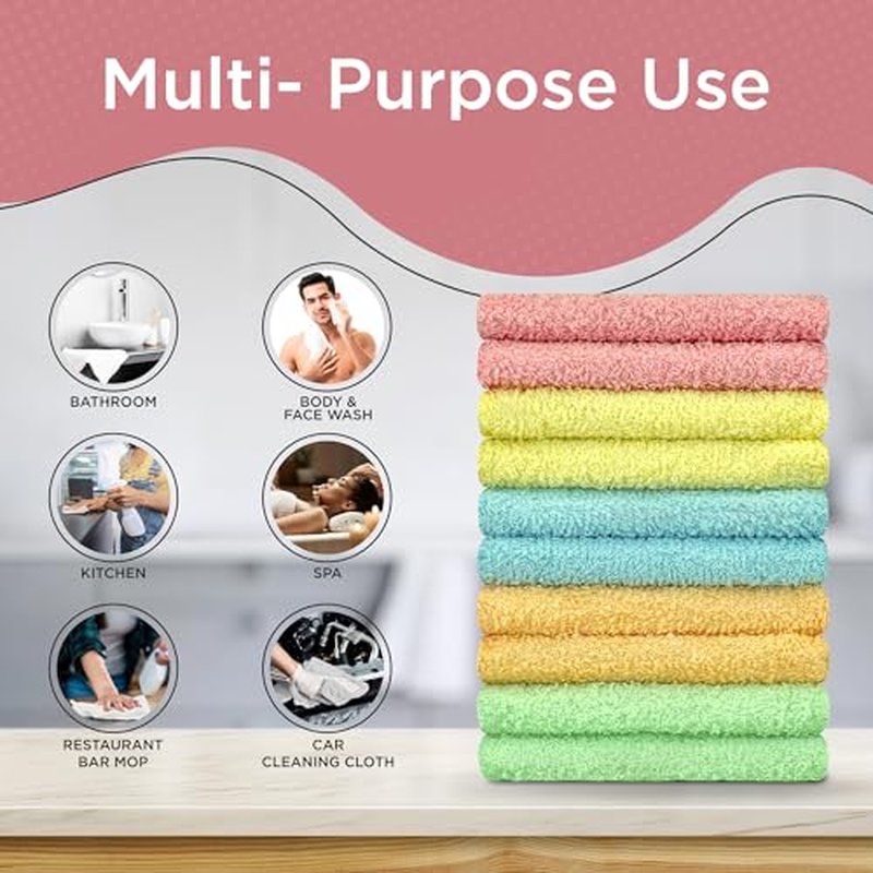 DecorRack 10 Pack Makeup Remover Wash Cloths, 100% Cotton, Soft Fingertip Face Cleansing Cloths, Black (10 Pack)