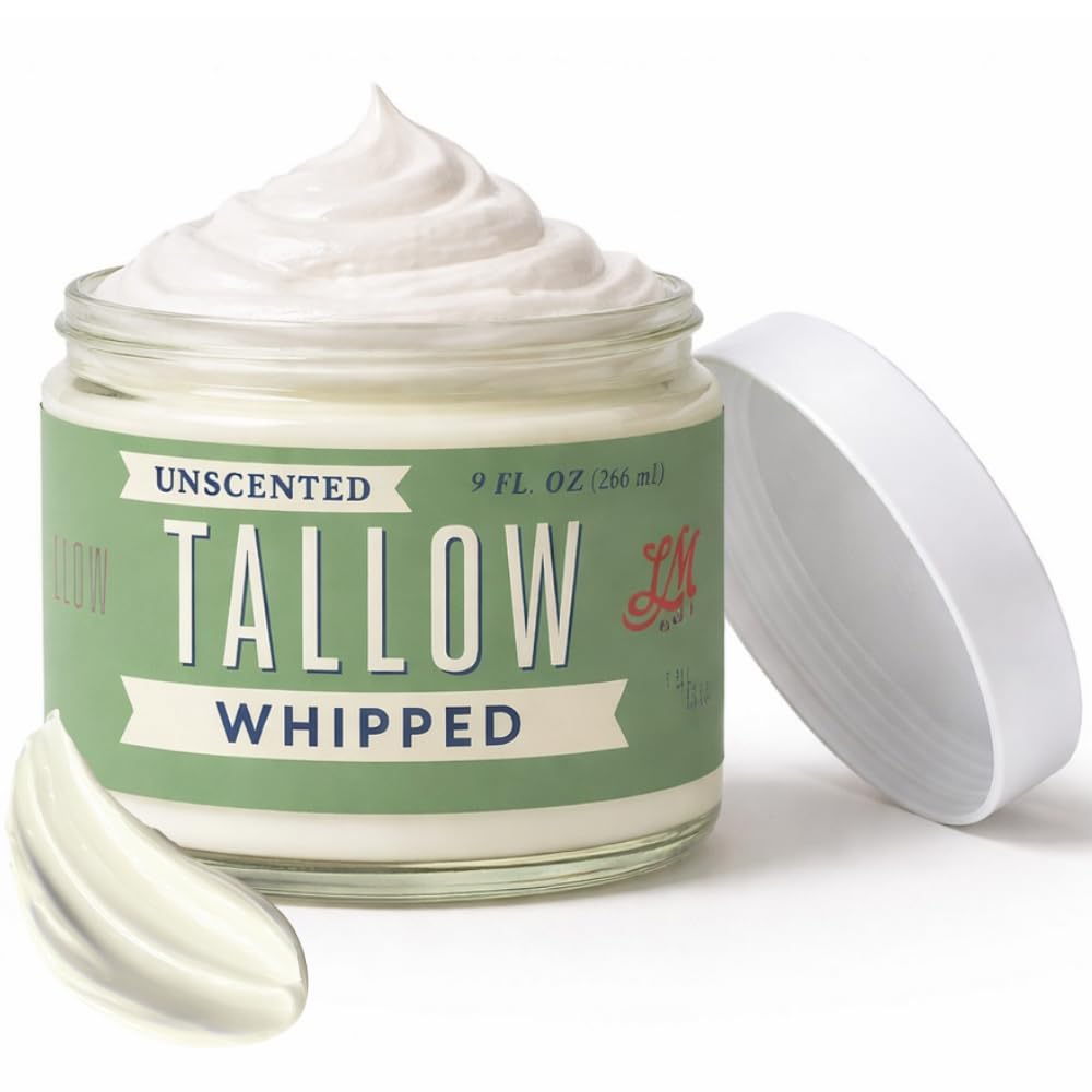 Lady May Tallow Whipped Tallow 9oz - All Natural Face Cream + Whole Body Moisturizer for Dry Skin - No Preservatives, Parabens or Seed Oils - 100% Pure, No Added Fragrance - USA Made (Unscented)