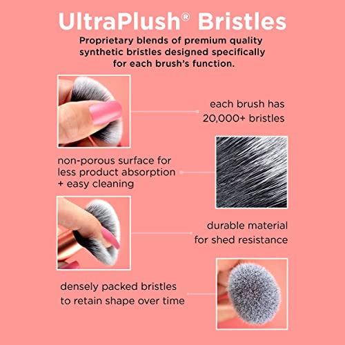 Real Techniques Glow Round Base Makeup Brush, For Liquid & Cream Makeup, Flat Top Foundation Brush For Blending & Building Up Coverage, Dense Bristles, Stocking Stuffer, Cruelty Free, 1 Count