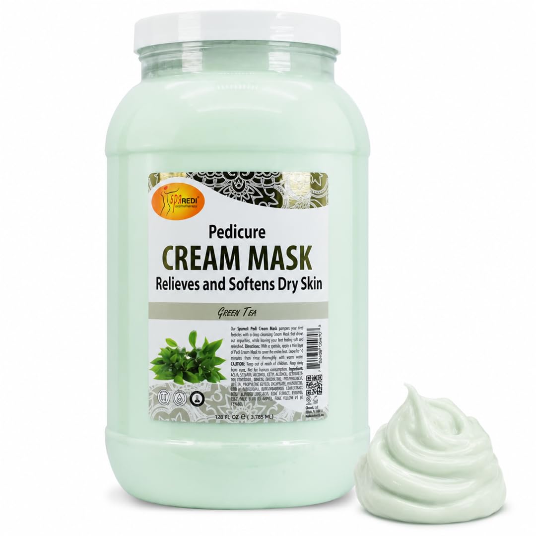 SPA REDI Green Tea Pedicure Mask – Hyaluronic Acid & Comfrey Extract Foot Mask for Cracked Heels & Dry Skin | Paraben-Free, Sulfate-Free, Cruelty-Free | Professional & At-Home Use | 128 oz