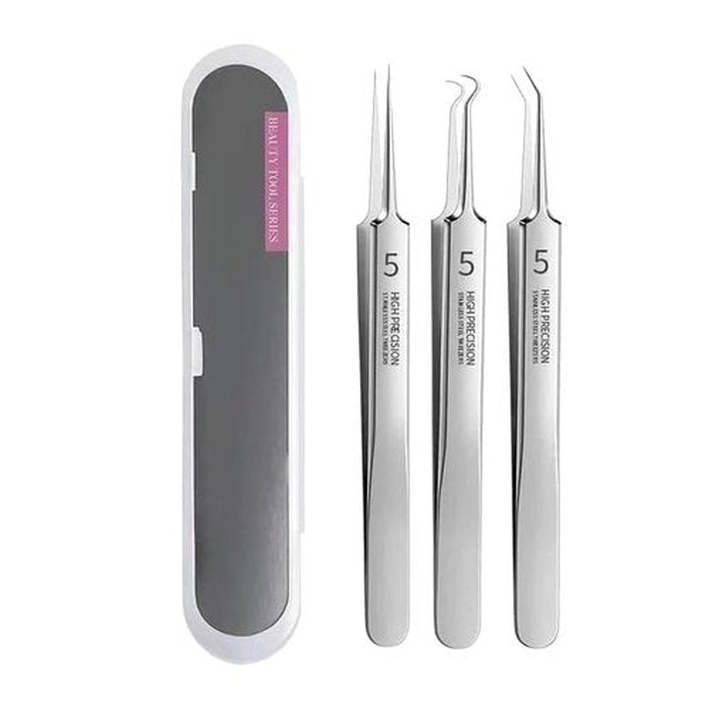 Usiveinborn Blackhead Remover, Usiveinborn Tweezers, Usiveinborn Professional Facial Blackhead Remover Tweezers, Pimple Popper Tool Kit, Ingrown Hair Tweezers (1Set-3pcs)