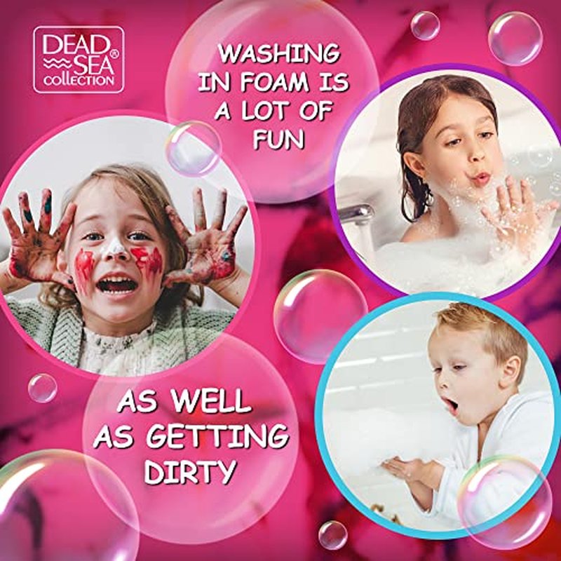 Dead Sea Collection Bubble Bath Kids with Bubble Gum Scent - Cleansing and Moisturizing Liquid Bubble Bath - Pure Dead Sea Minerals - Pack of 2 Large Bottles (67.6 fl.oz)