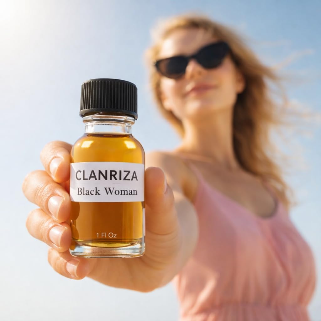 CLANRIZA 1 Fl Oz Black Woman Women’s Fragrance Body Oil, Scented Perfume Oil - Long Lasting Fragrance Oil For Daily Use, Home & Best For Gifts (Pack of 1)