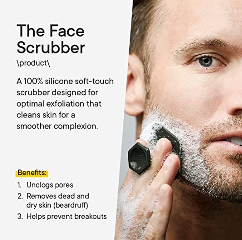 Tooletries - Men's Face Scrubber & Holder - Silicone Exfoliator Facial Cleansing Brush with Shower Storage Grip - Removes Dead & Dry Skin - Long Lasting Bathroom & Shower Accessories - Charcoal