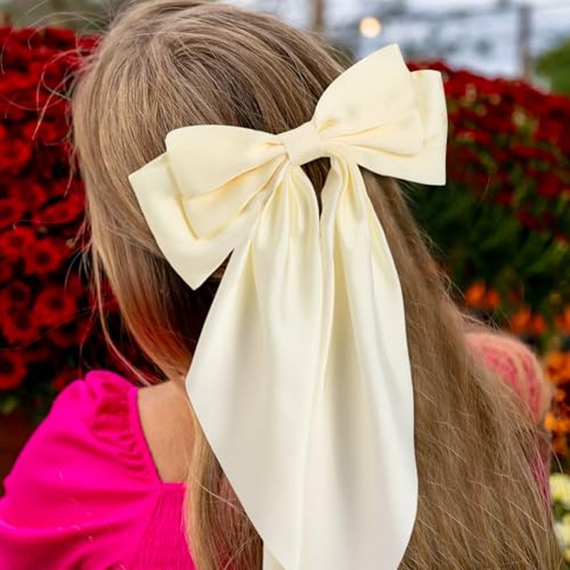 Hoteam 16 Pcs Silky Satin Hair Bows Bulk for Women Large Hair Ribbons Oversized Bows Big Hair Bows Big Bow Hair Clips Oversized Long Tail Large Bow-knot Hair Clips Hair Accessories Gifts(Classic)