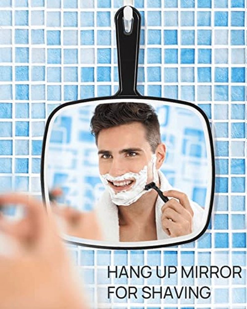 OMIRO Hand Mirror, Extra Large Black Handheld Mirror with Handle,12.4" L x 9" W, Pack of 3