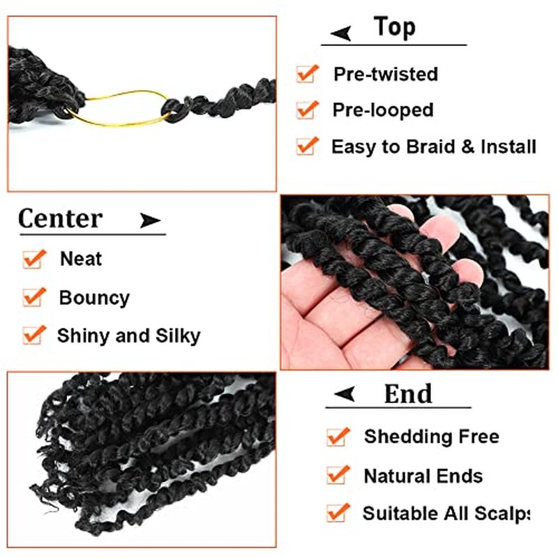 Passion Twist Crochet Hair 6 Inch 8 Packs Pre-Twisted Passion Twist Hair Crochet Hair for Black Women Pre-Looped Crochet Braids Synthetic Crochet Hair Extensions Natural Color