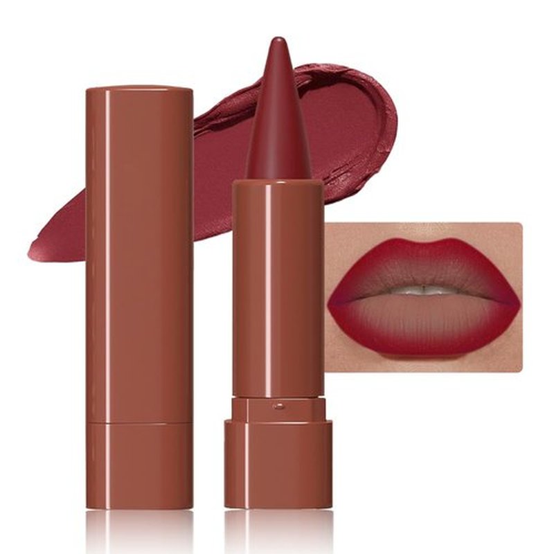 JUAAZIN Vivid Auburn Gradient Matte Lipstick Crayon Lip Liner pencil, Flawless Contour Gradual Ombre Effect lip Pencil, High Pigmented Long Lasting Waterproof Smudge Proof Lipstick Pencil 07#