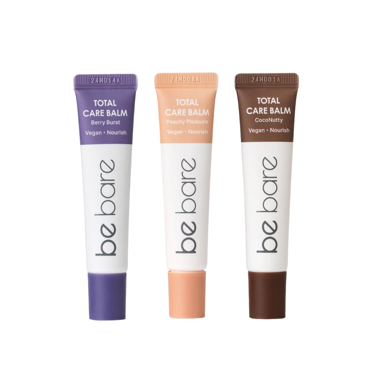 Naisture Be Bare Total Care Balm Variety Pack - Berry Burst, Peachy Pleasure, CocoNutty Nourishing Multi-Balm with Vitamin E for Moisturizing Lips, Nails, Elbows and Dry Skin (3 pc)