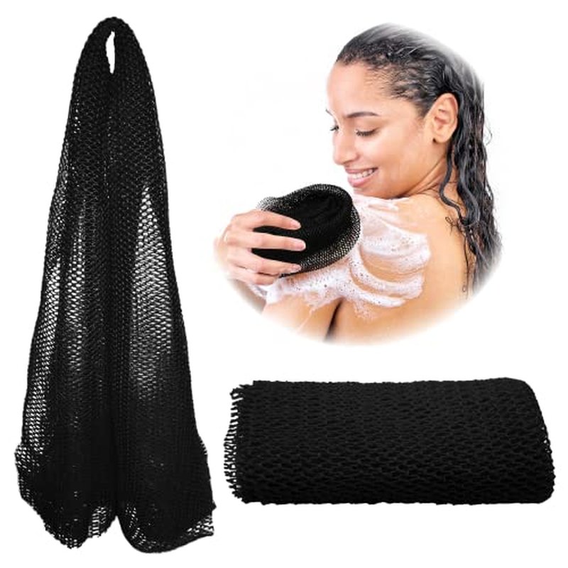 Adeton African Exfoliating Net Sponge, Authentic, Real, Body Scrubber, Long Bath Wash Cloth, Body Exfoliator, Sapo, Shower Accessories, Back Foot Scalp Scrub, Flat Dead Skin Remover Body Wash (Pink)