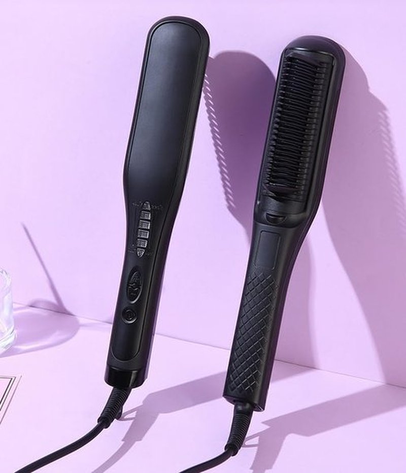 Minidiva Curling and Straightening Combs Adjustable Electric Heating Combs for Curling and Straightening (Black)