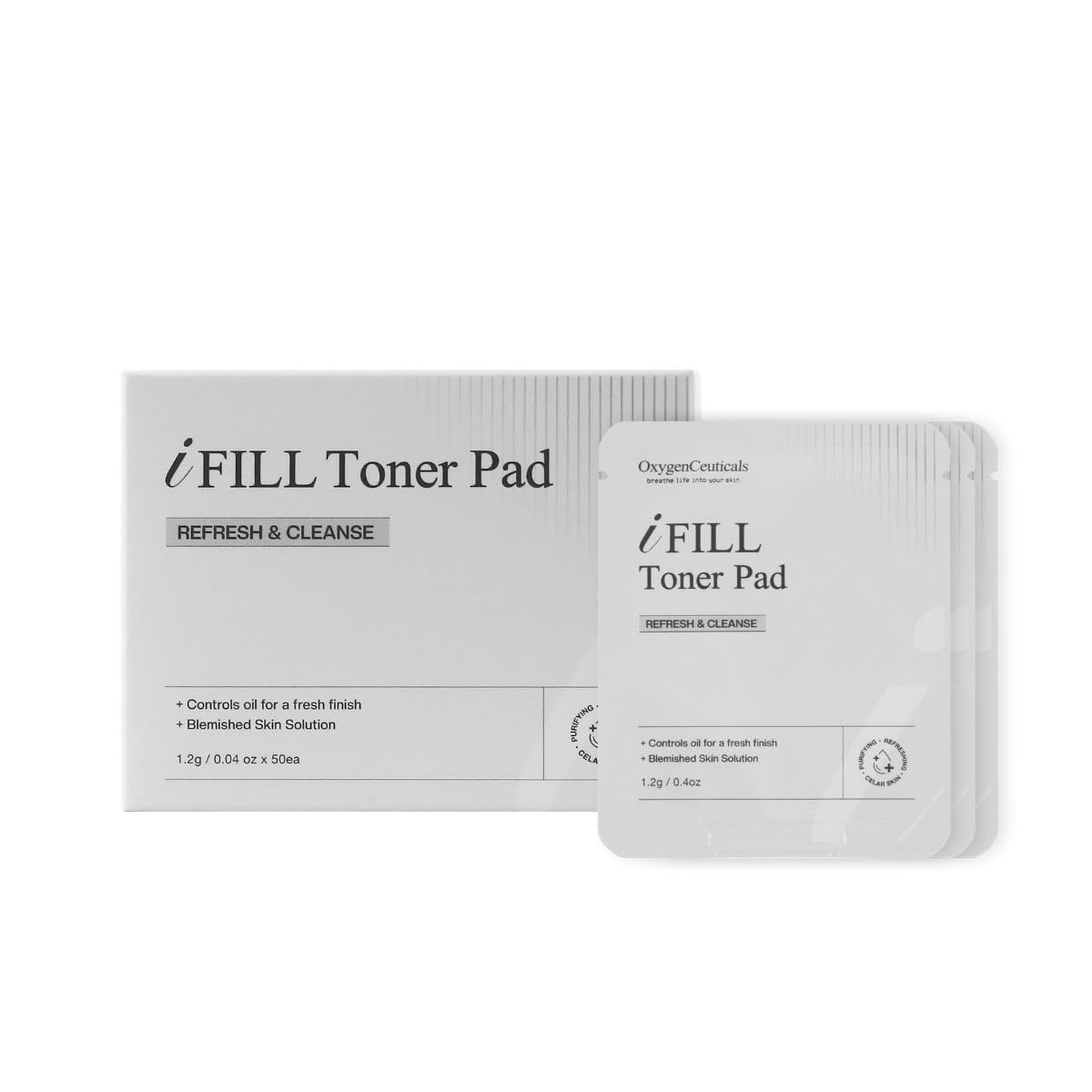 OxygenCeuticals i Fill Toner Pad – AHA, BHA & Witch Hazel Extract Exfoliating Toner Pad for Oily & Combination Skin - Sebum Control, No Parabens or Sulfates