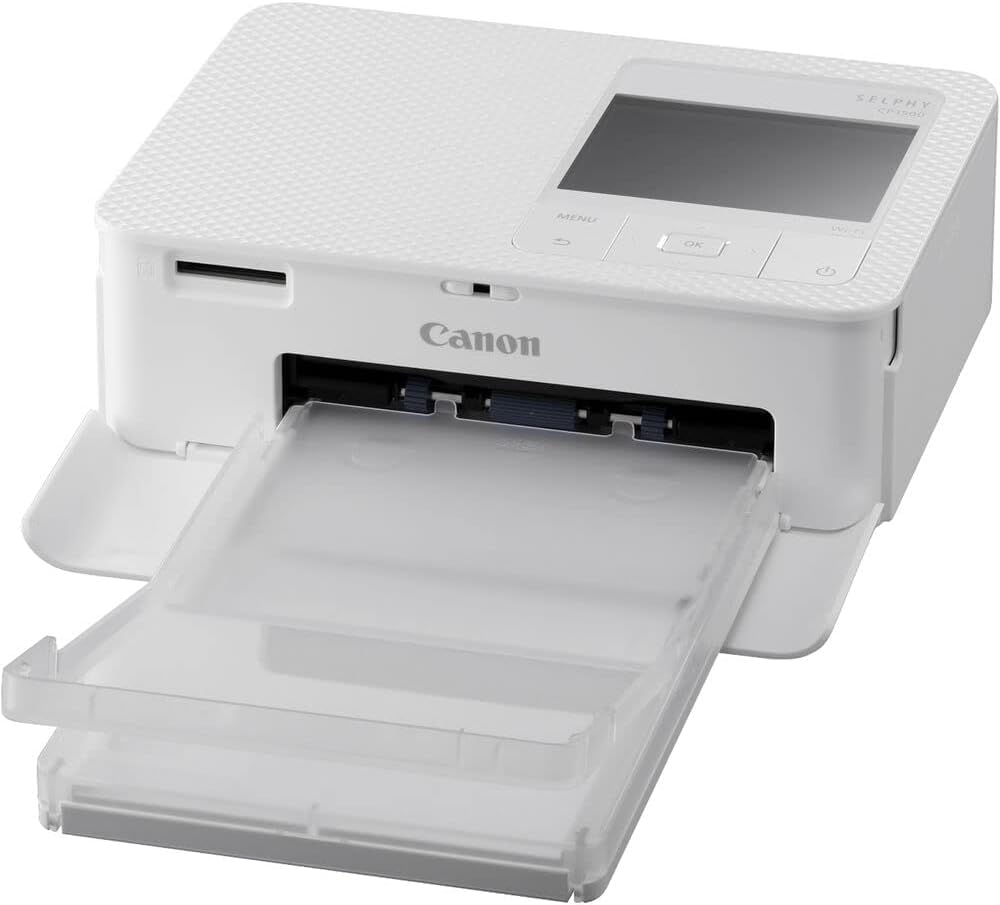 Canon Selphy CP1500 Photo Printer Bundle (White) with KP-108 Paper (108 Sheets) 3 Color Ink Cartridges & Tudak Cleaning Cloth – Wireless Compact Dye-Sub Printer Kit
