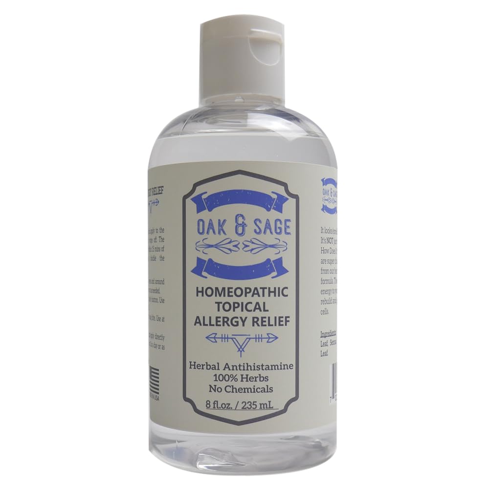 OAK & SAGE Homeopathic Topical Allergy Relief - Unscented - 8oz - 100% Herbs, No Alcohol, No Chemicals