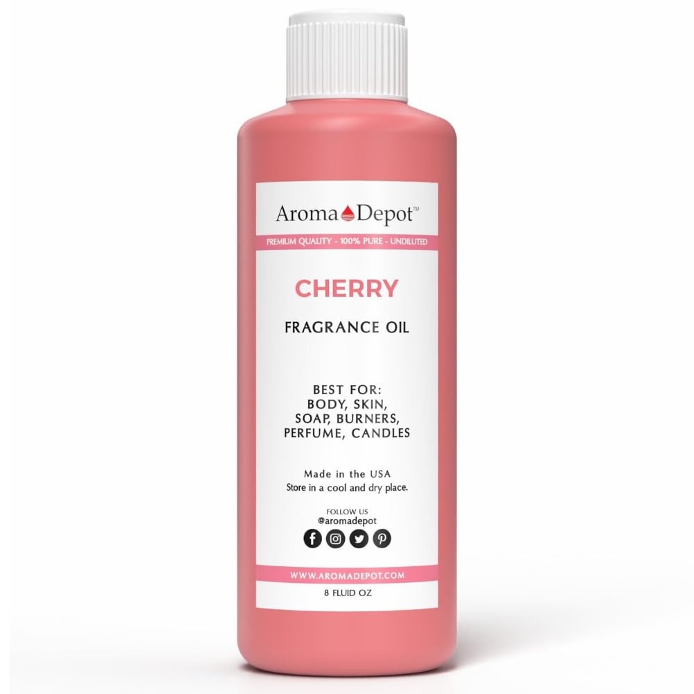 Aroma Depot 8 fl oz Cherry Fragrance Oil for Candles, Soap Making, Wax Melts, Diffusers, Body Oil Blends & Incense (240ml)