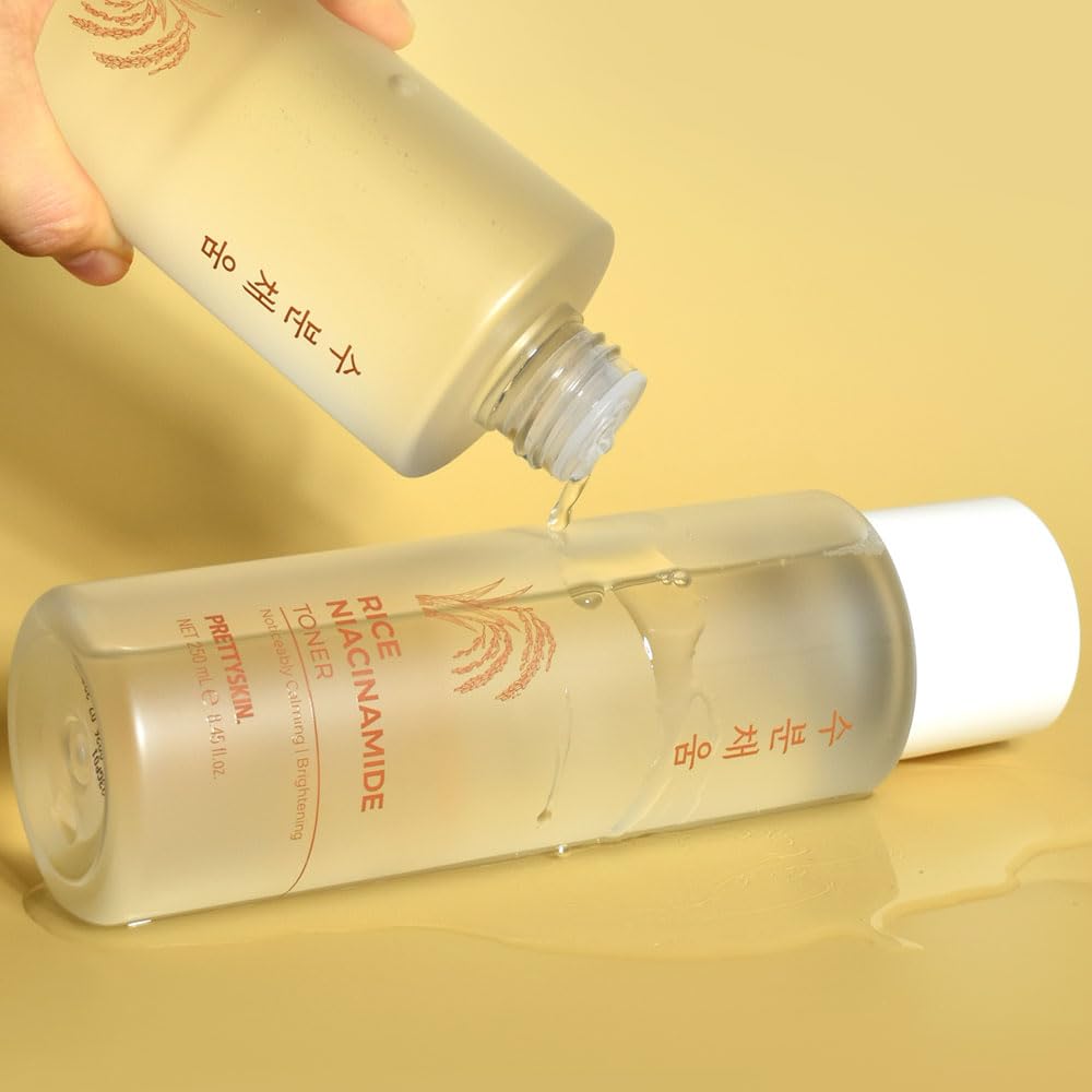 PRETTYSKIN Rice Extract Daily Facial Toner for Sensitive Skin with Niacinamide - Hydrating, Non-Sticky - Skin Tone & Texture Care, Moisture Balance, Soothing 8.45fl.oz (250ml) (Rice Niacinamide)